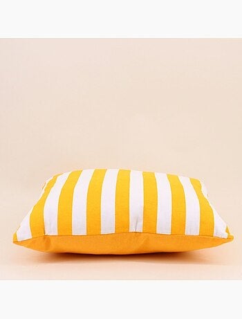 Coussin rayé jaune et blanc 40x40cm