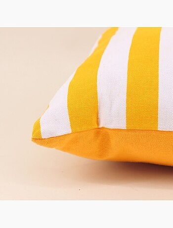 Coussin rayé jaune et blanc 40x40cm