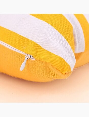 Coussin rayé jaune et blanc 40x40cm