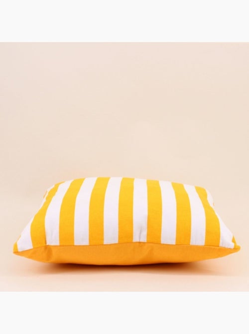 Coussin rayé jaune et blanc 40x40cm - Kiabi
