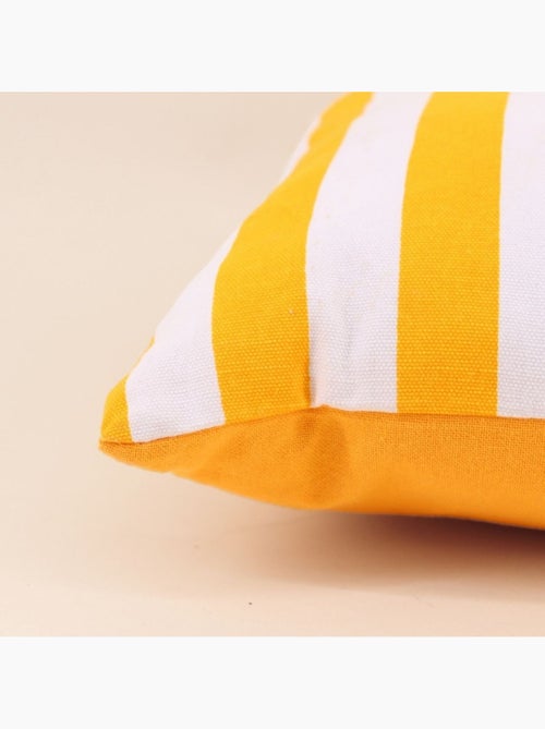 Coussin rayé jaune et blanc 40x40cm - Kiabi