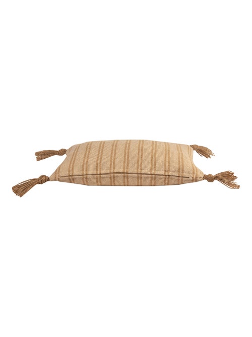 Coussin rayé pompons NATUREA 30x50 cm - Kiabi