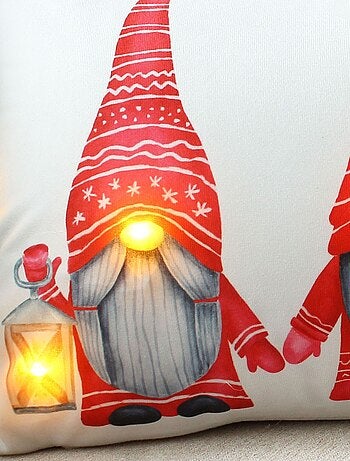 Coussin rectangle lumineux en velours imprimé lutin