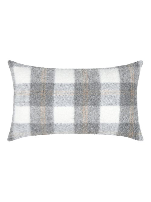 Coussin rectangulaire à carreaux  - Effet laine - Kiabi