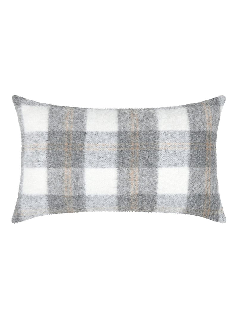 Coussin rectangulaire à carreaux  - Effet laine Gris - Kiabi