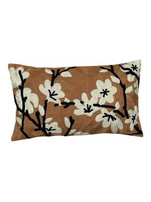 Coussin rectangulaire brodé floral - Kiabi