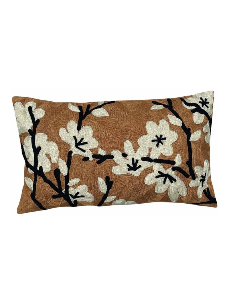 Coussin rectangulaire brodé floral Marron clair - Kiabi