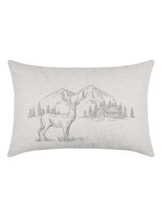 Coussin rectangulaire cerf esprit chalet brodé