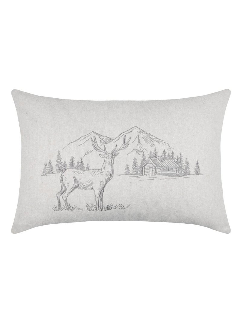 Coussin rectangulaire cerf esprit chalet brodé Beige - Kiabi