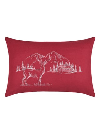Coussin rectangulaire cerf esprit chalet brodé
