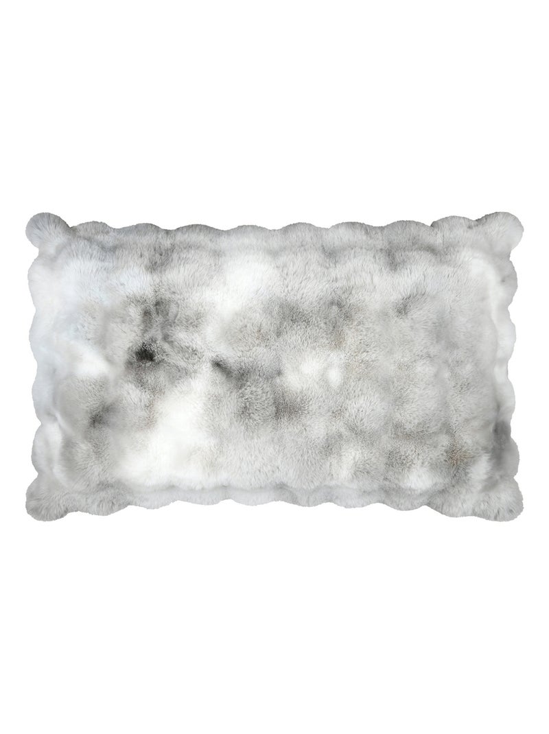 Coussin rectangulaire déhoussable imitation fourrure Gris clair - Kiabi