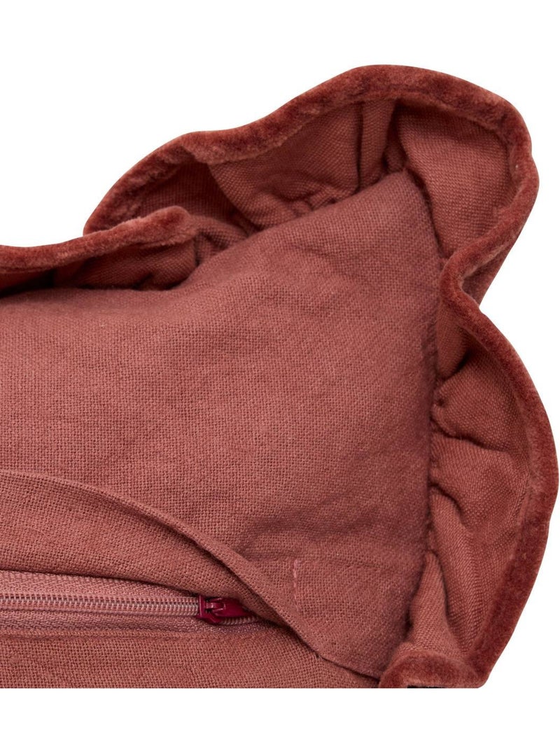 Coussin rectangulaire en coton à froufrous mona Rouge grenat - Kiabi