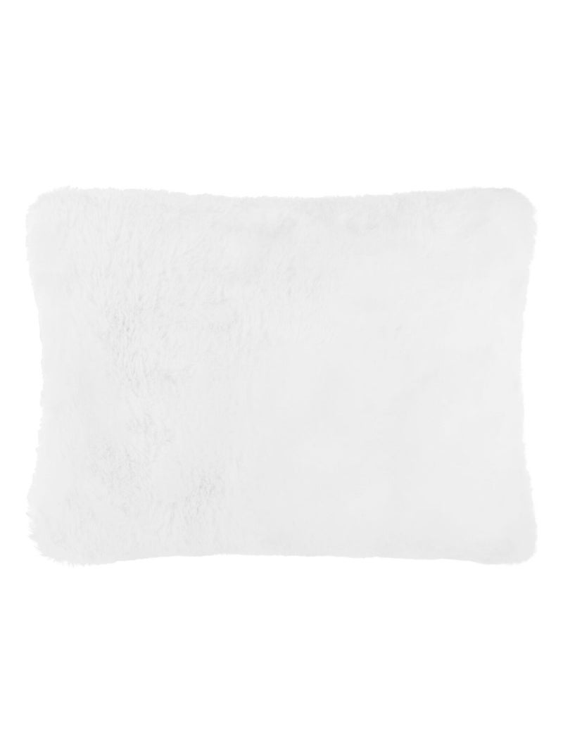 Coussin rectangulaire en fausse fourrure doux Blanc - Kiabi