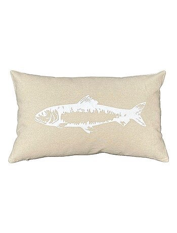 Coussin rectangulaire imprimé coton BEACH HOUSE POISSON