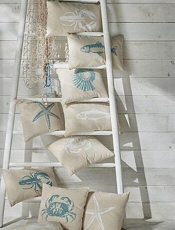 Coussin rectangulaire imprimé coton BEACH HOUSE POISSON