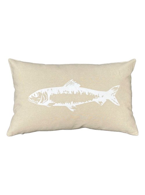Coussin rectangulaire imprimé coton BEACH HOUSE POISSON - Kiabi