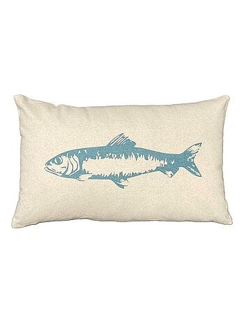 Coussin rectangulaire imprimé coton BEACH HOUSE POISSON