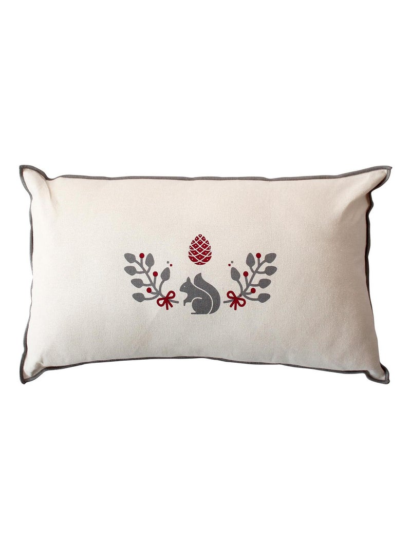 Coussin rectangulaire imprimé écureuil Ecru - Kiabi