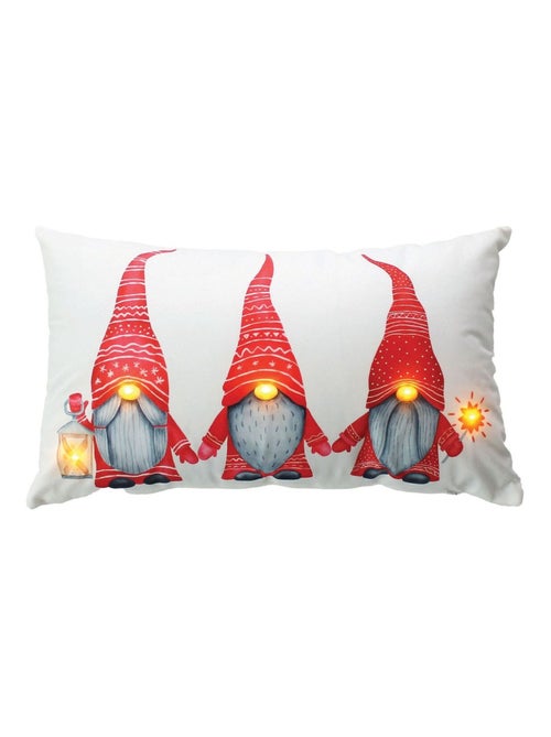 Coussin rectangulaire lumineux de Noël en velours motif lutin - Kiabi Coussin rectangulaire lumineux de Noël en velours motif lutin - Kiabi