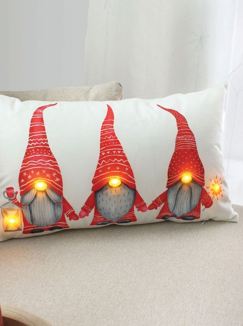 Coussin rectangulaire lumineux de Noël en velours motif lutin - Kiabi Coussin rectangulaire lumineux de Noël en velours motif lutin - Kiabi