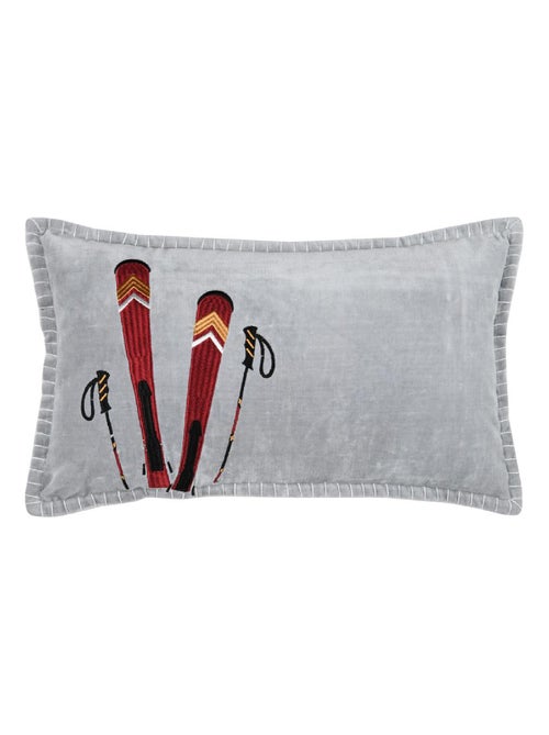 Coussin rectangulaire ski en velours - Kiabi