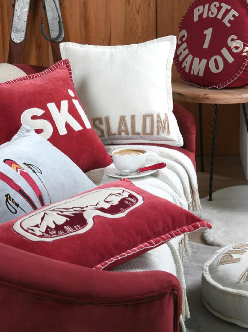 Coussin rectangulaire ski en velours Gris - Kiabi