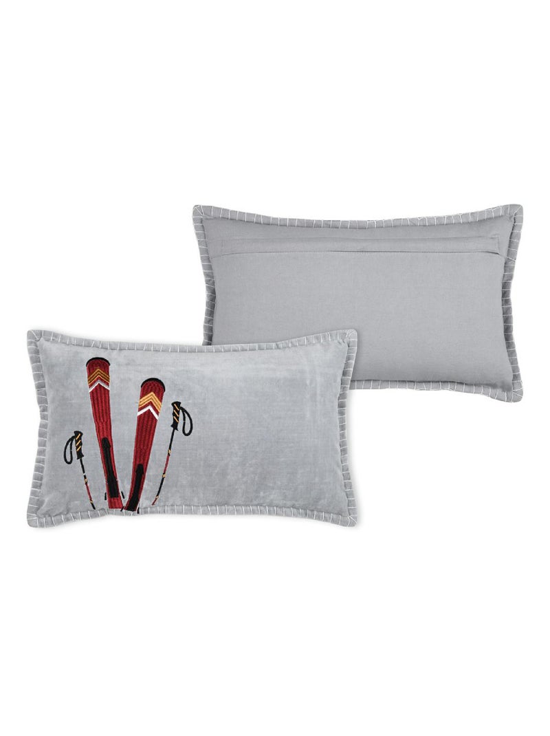 Coussin rectangulaire ski en velours Gris - Kiabi