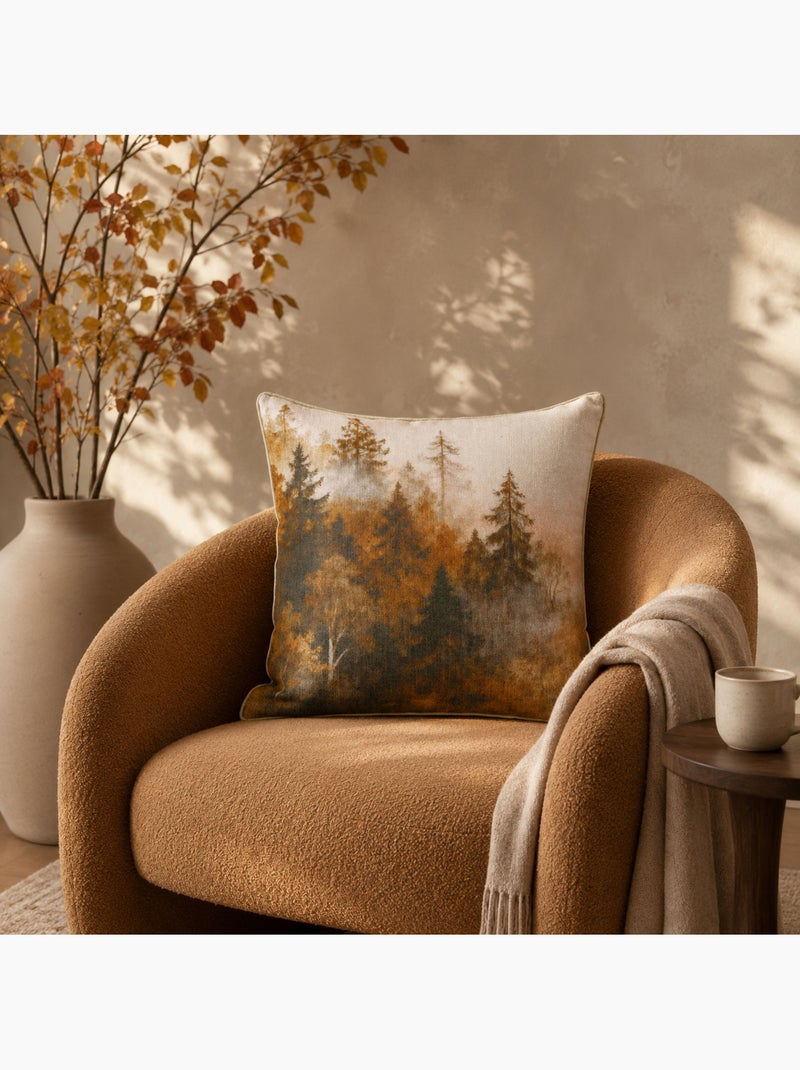 Coussin réversible imprimé aquarelle forêt Marron tabac - Kiabi