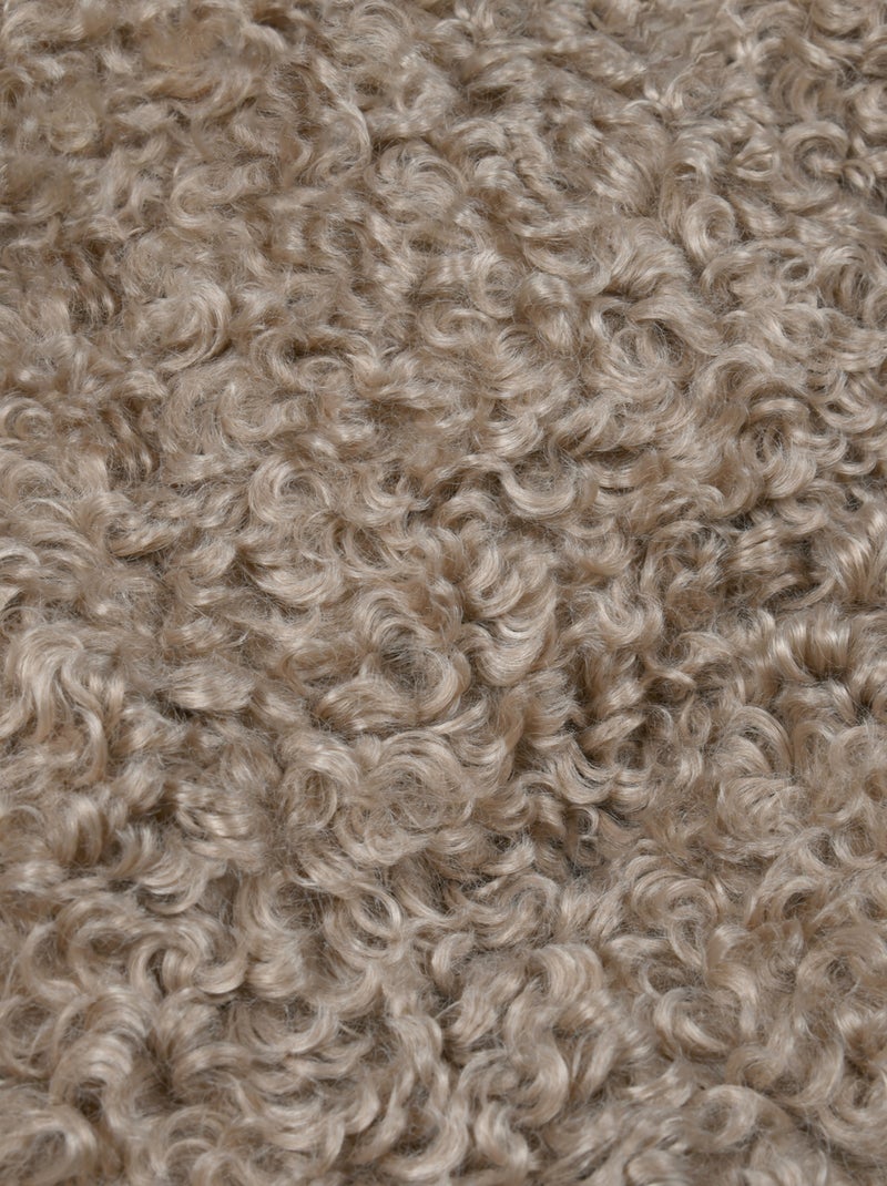 Coussin rond bouclette doudou Taupe - Kiabi