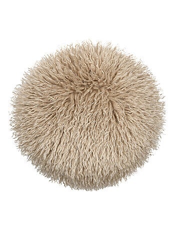 Coussin rond imitation fourrure longue
