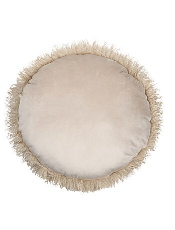 Coussin rond imitation fourrure longue