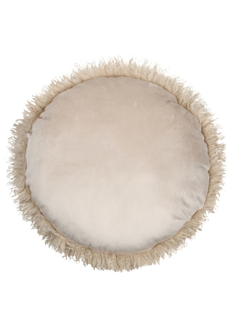 Coussin rond imitation fourrure longue Beige - Kiabi