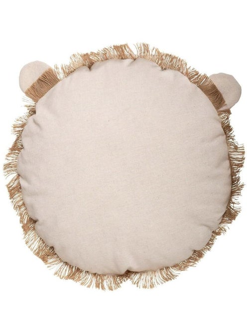 Coussin rond lion franges 38 cm - Kiabi