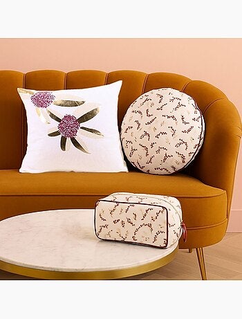 Coussin rond motifs fleuris 38cm