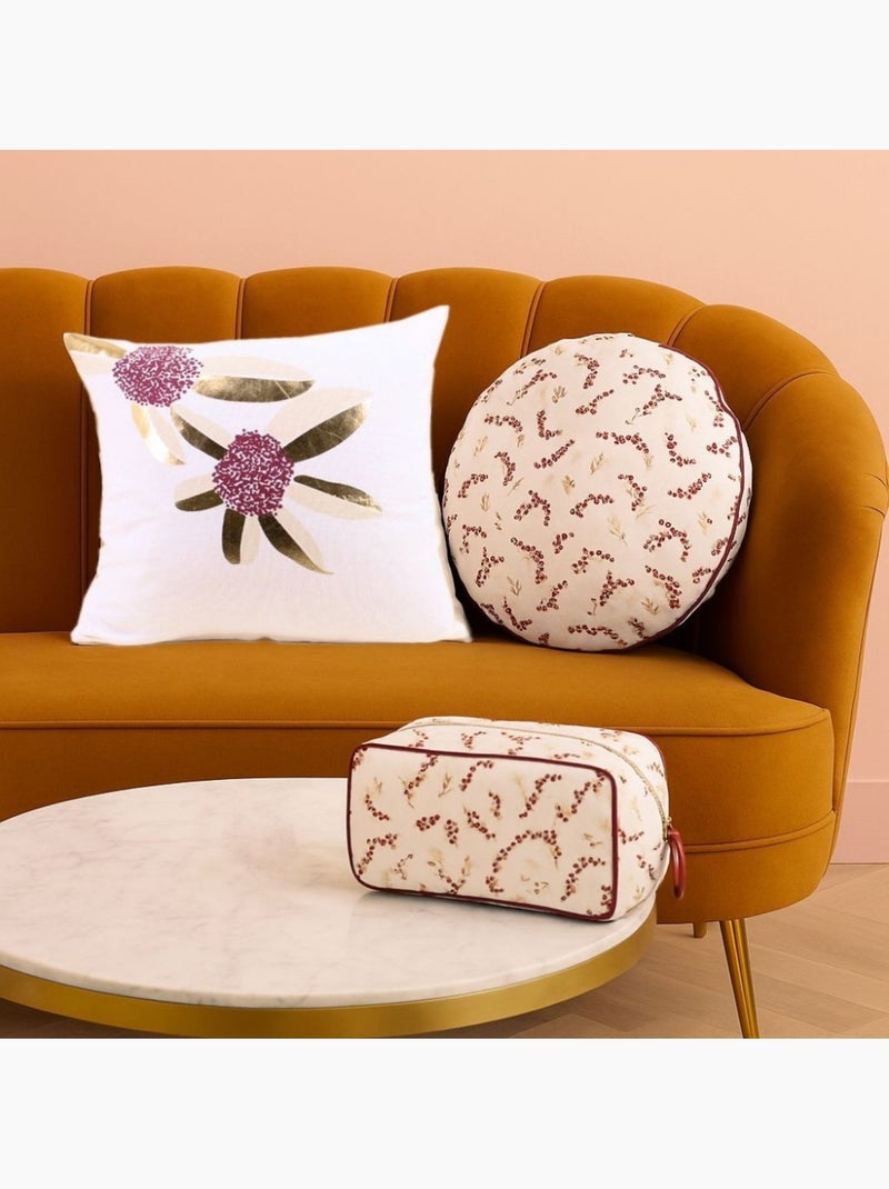 Coussin rond motifs fleuris 38cm Blanc - Kiabi