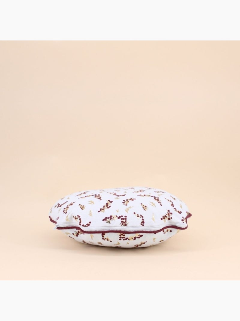 Coussin rond motifs fleuris 38cm Blanc - Kiabi