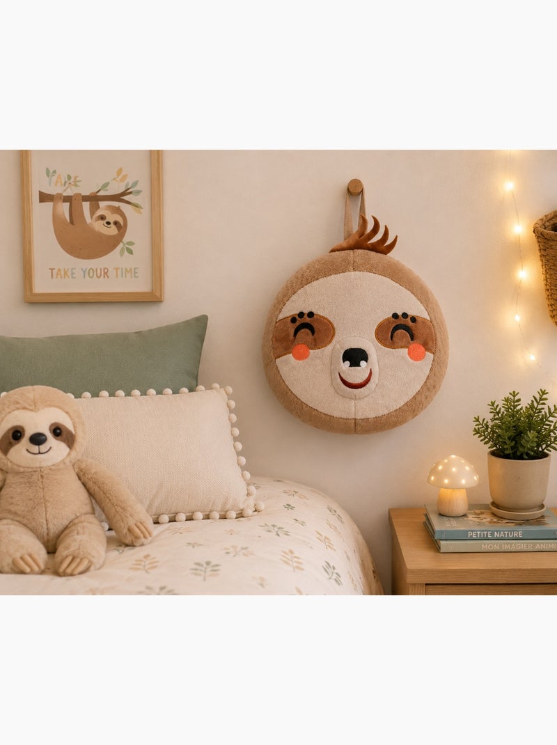 Coussin rond peluche paresseux 25 cm Marron - Kiabi