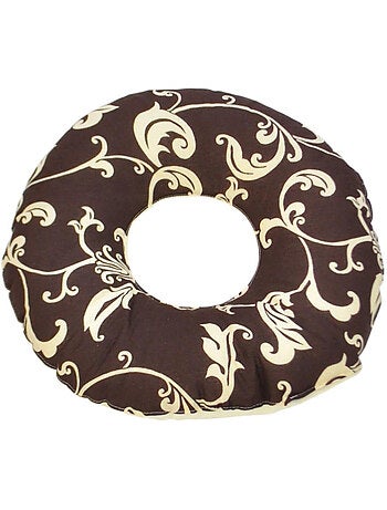 Coussin rond post natal dessin floral sombre