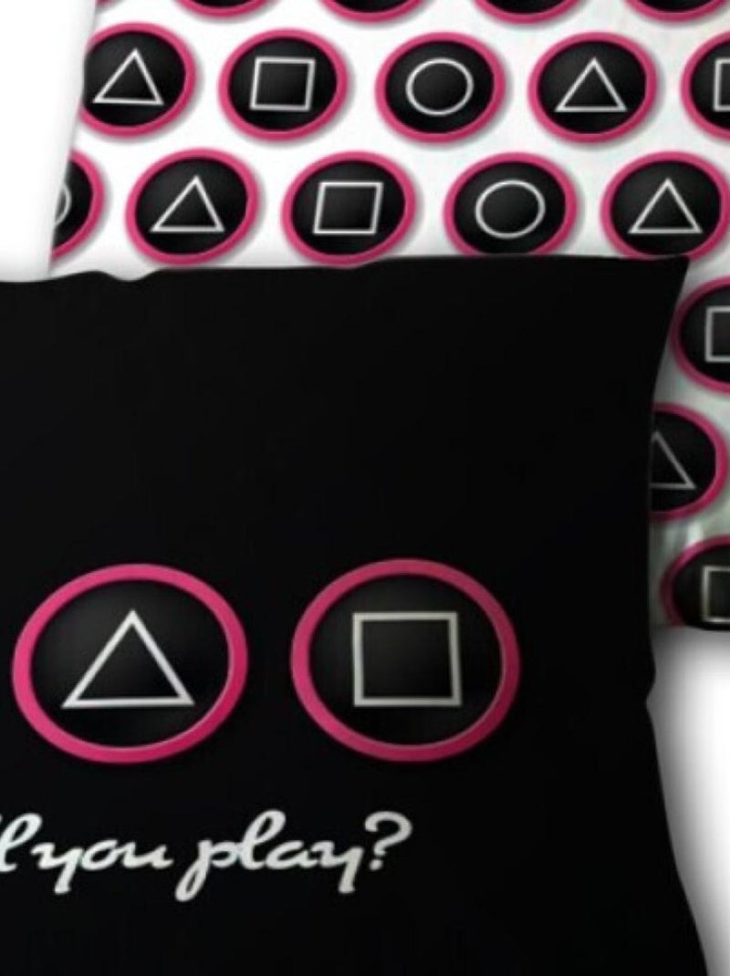 Coussin Squid Game - -Will you play ?- - 35x35 cm Noir Noir - Kiabi