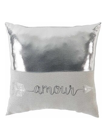 Coussin Suede love effet metal