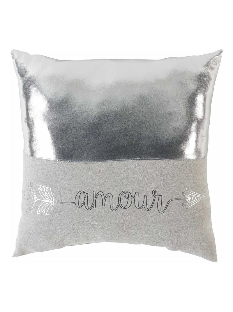 Coussin Suede love effet metal Argent - Kiabi