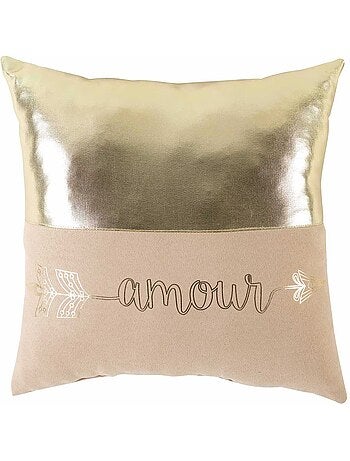 Coussin Suede love effet metal
