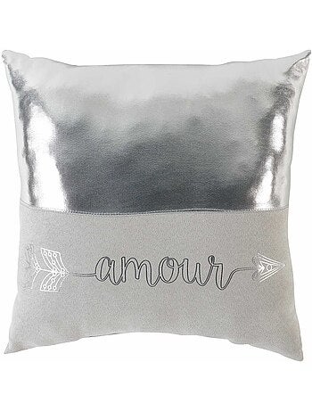 Coussin Suede love effet metal