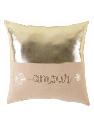 Coussin Suede love effet metal