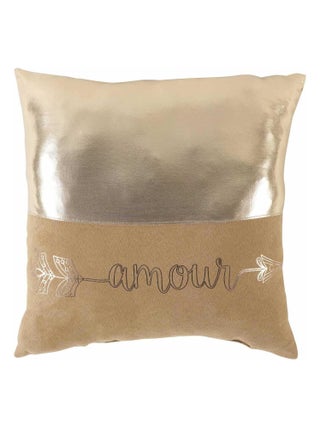 Coussin Suede love effet metal
