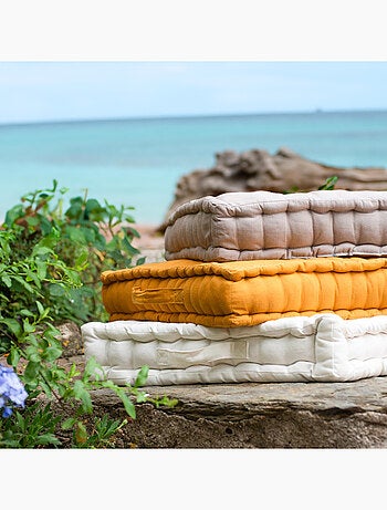 Coussin tapissier en coton 50x50x10 cm PANAMA par Soleil d'Ocre