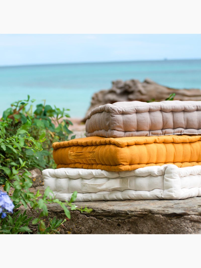 Coussin tapissier en coton 50x50x10 cm PANAMA par Soleil d'Ocre Brique - Kiabi