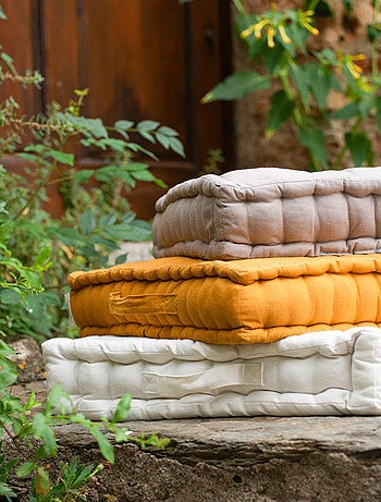 Coussin tapissier en coton 50x50x10 cm PANAMA par Soleil d'Ocre