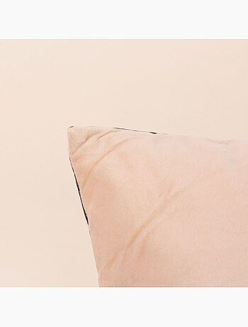 Coussin teckel velours rayures marron, beige 45x45cm