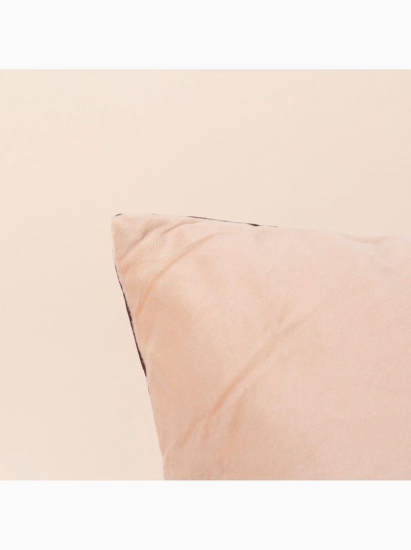 Coussin teckel velours rayures marron, beige 45x45cm Beige - Kiabi